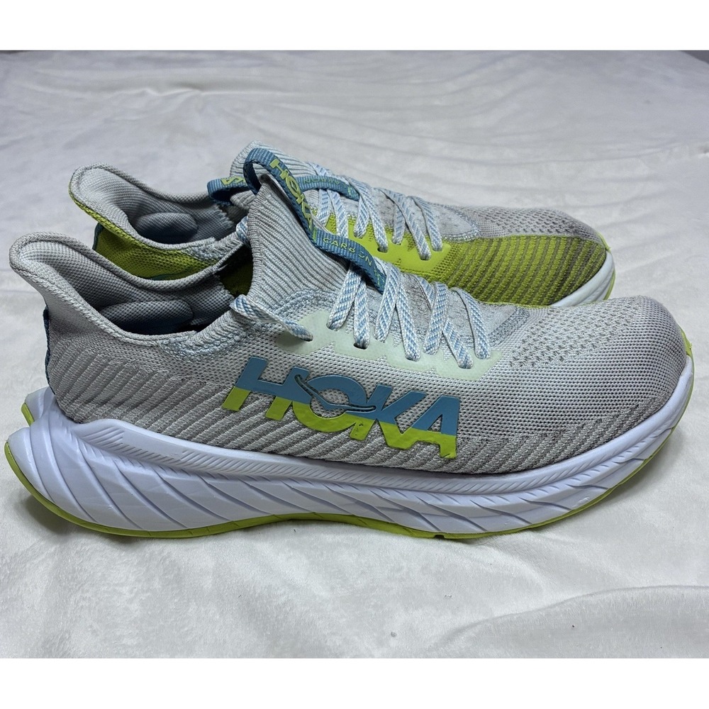Hoka One One Carbon X 3 Running Shoes Women's Size 9.5 B White Aqua Lime Comfort